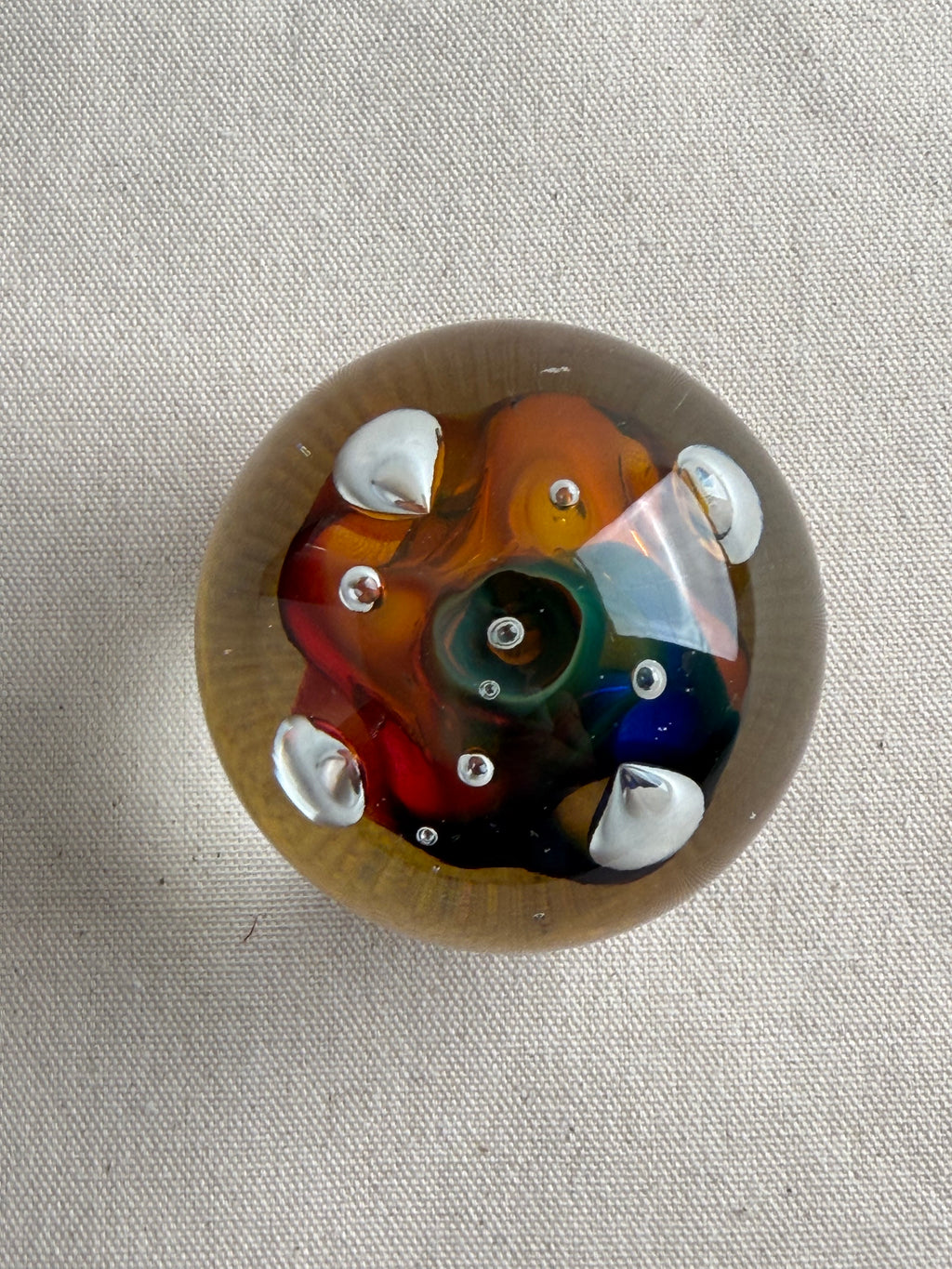 Adam Jablonski Signed Multicolour Art Glass Paperweight, Poland