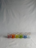 Set of 6 Vintage Multicolour Sugar-Frosted Gold-Rim Cocktail Glasses, c. 1950s–60s