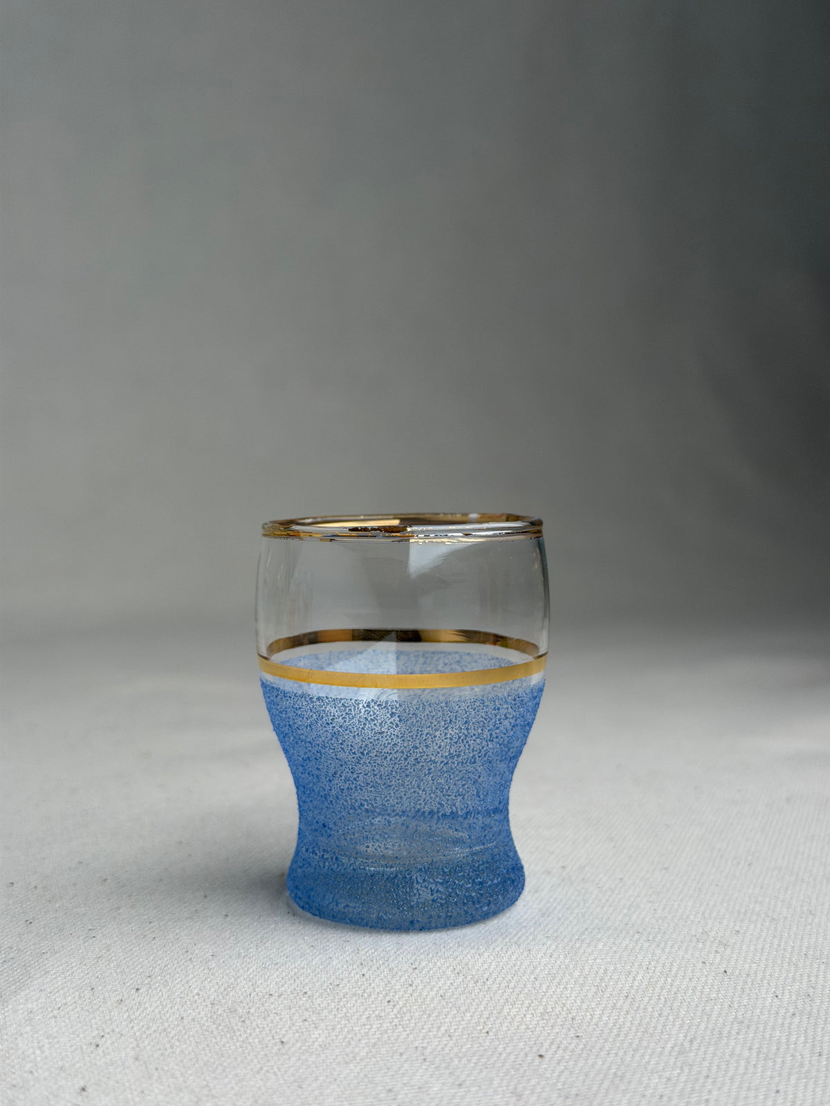 Set of 6 Vintage Multicolour Sugar-Frosted Gold-Rim Cocktail Glasses, c. 1950s–60s