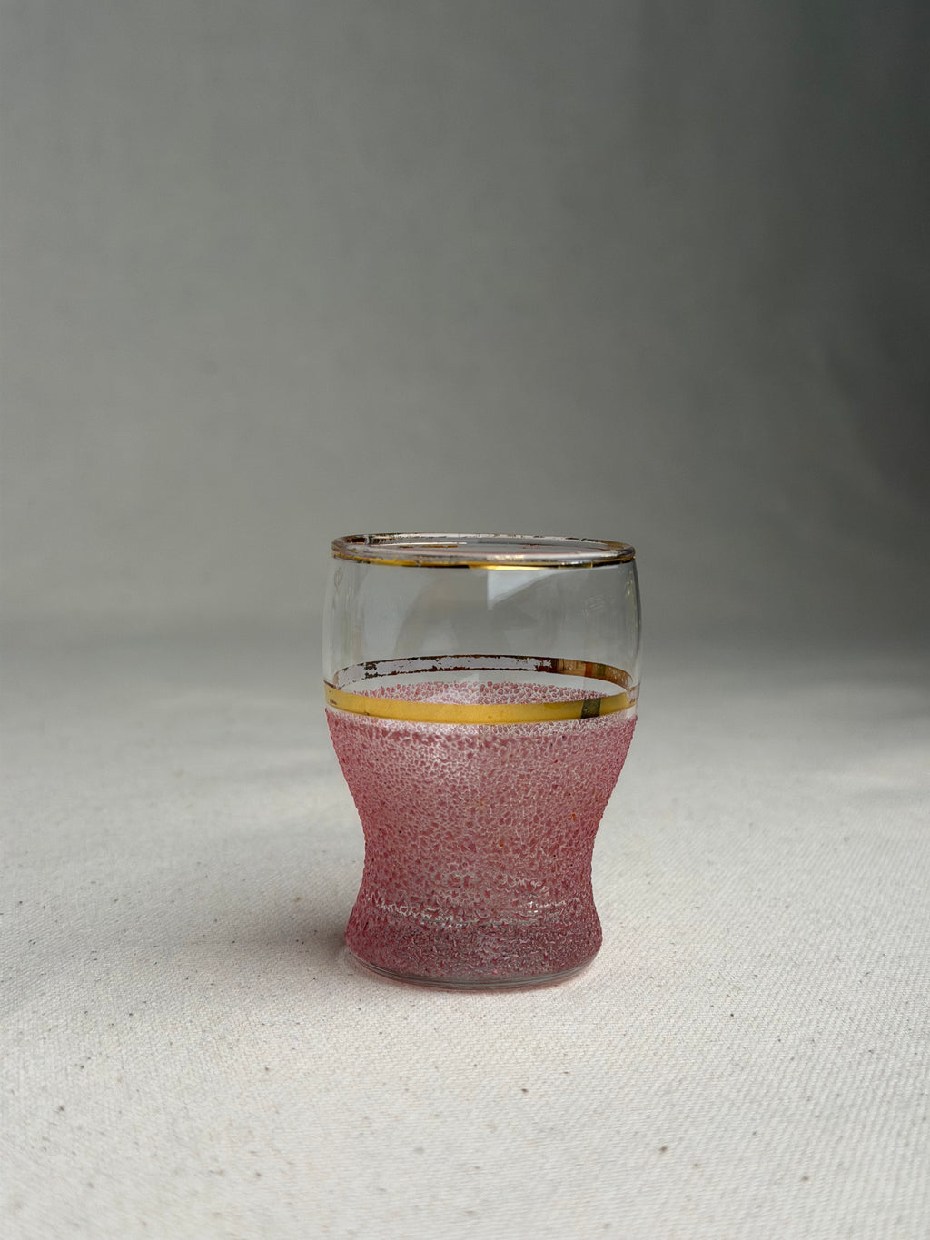 Set of 6 Vintage Multicolour Sugar-Frosted Gold-Rim Cocktail Glasses, c. 1950s–60s