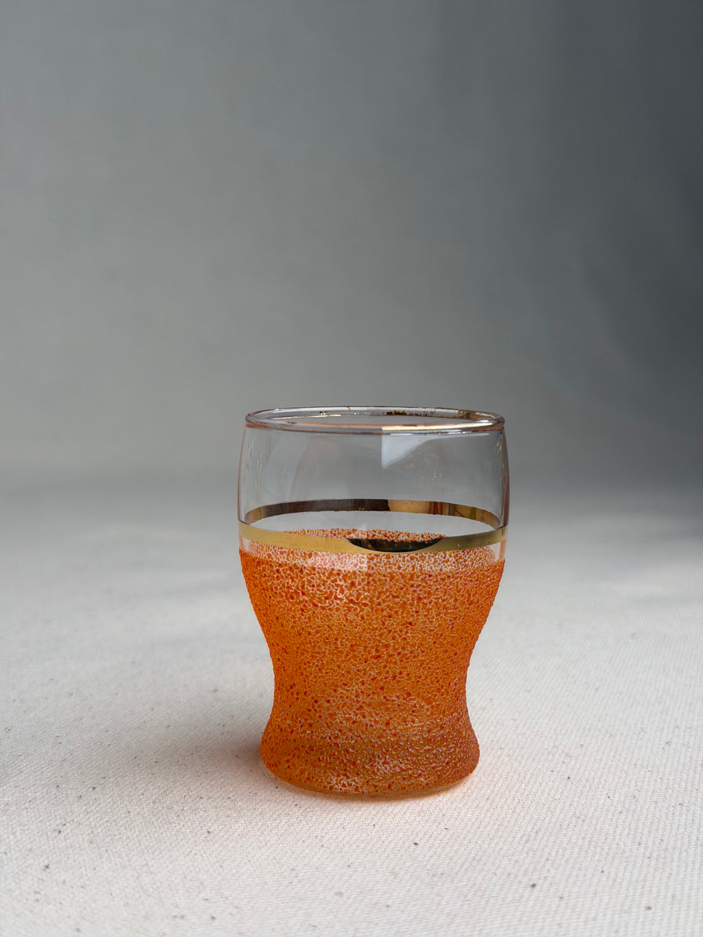 Set of 6 Vintage Multicolour Sugar-Frosted Gold-Rim Cocktail Glasses, c. 1950s–60s