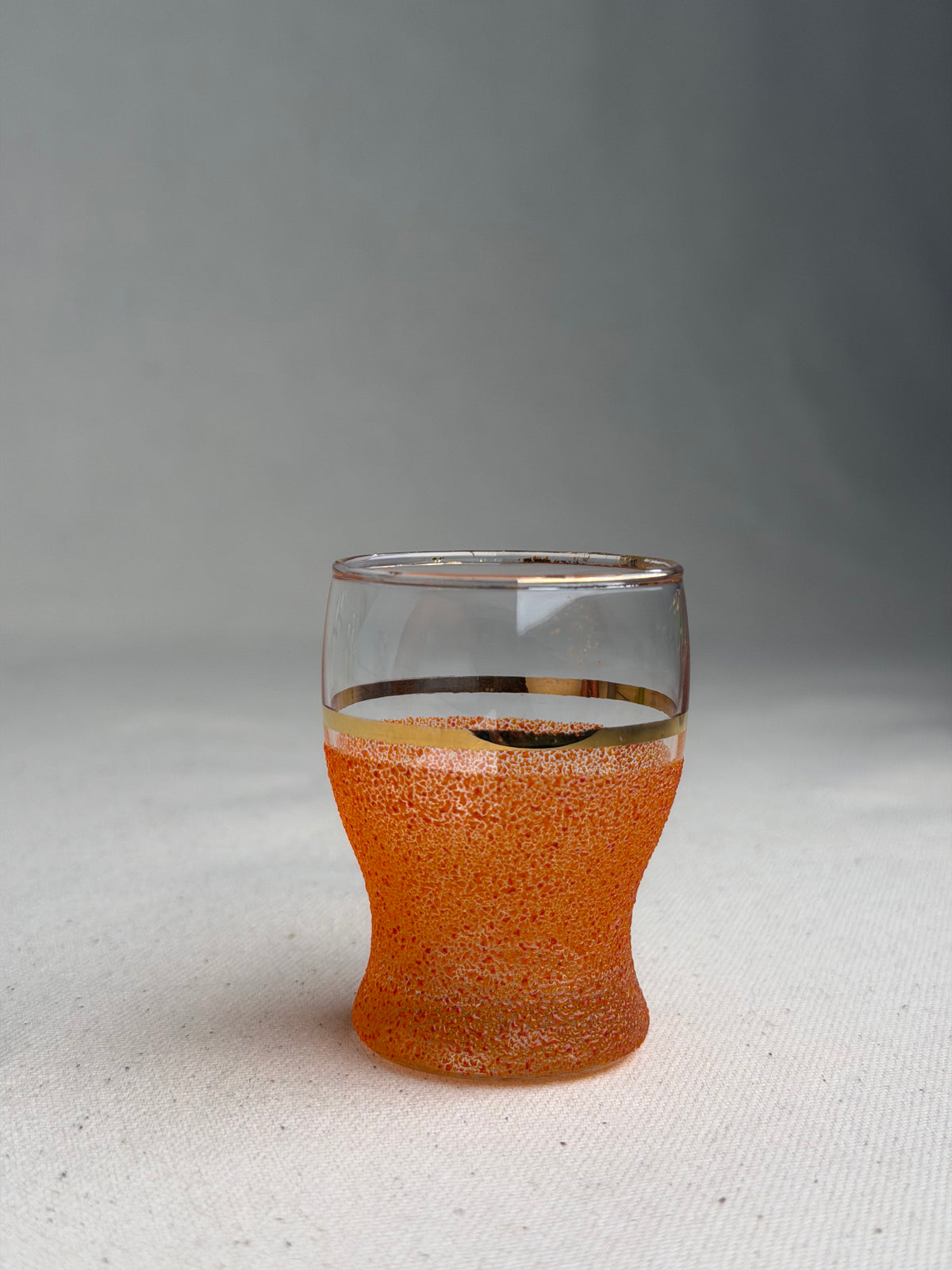Set of 6 Vintage Multicolour Sugar-Frosted Gold-Rim Cocktail Glasses, c. 1950s–60s