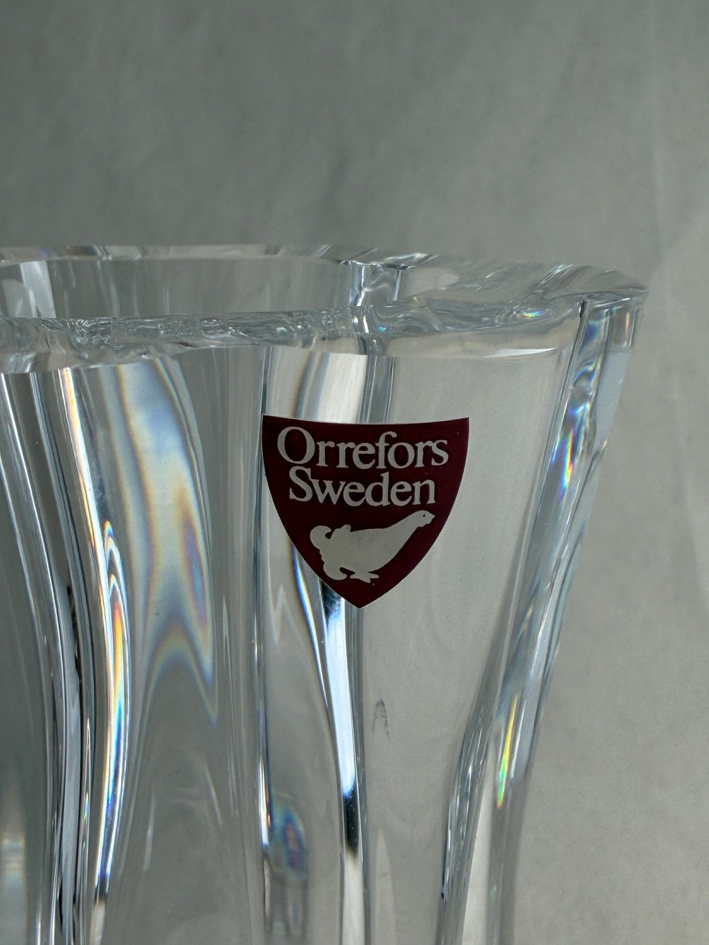 Orrefors Corona Crystal Vase by Lars Hellsten, Sweden, c. 1978